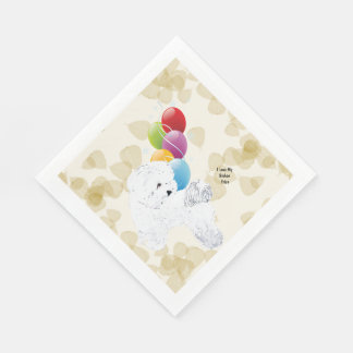 Bichon Frise Tan Blätter und Balloons Serviette