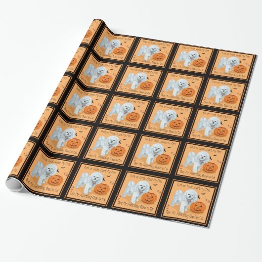 Bichon Frise Trick oder Treat Geschenkpapier (Ungerollt)