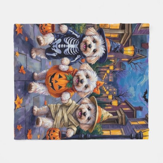 Bichon Frise Trick-oder-Treating Halloween-Kostüme Fleecedecke (Vorderseite (Horizontal))