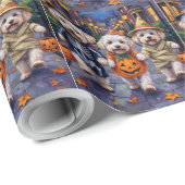 Bichon Frise Trick-oder-Treating Halloween-Kostüme Geschenkpapier (Rolleneckpunkt)