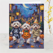 Bichon Frise Trick-oder-Treating Halloween-Kostüme Karte (Gelbe Blume)
