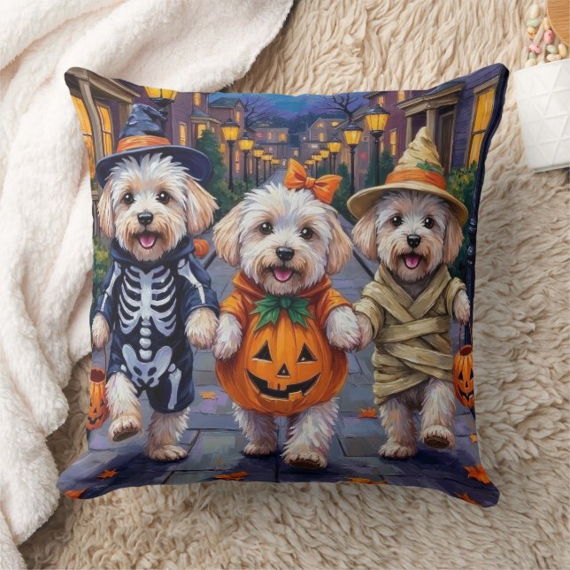 Bichon Frise Trick-oder-Treating Halloween-Kostüme Kissen (Decke)