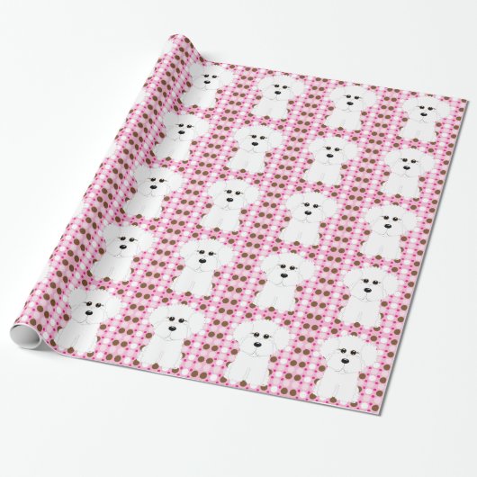 Bichon Frise Tupfen-Packpapier Geschenkpapier (Ungerollt)