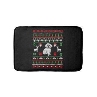 Bichon Frise Ugly Christmas Sweater Badematte