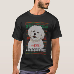 Bichon Frise Ugly Christmas Sweater Design T-Shirt