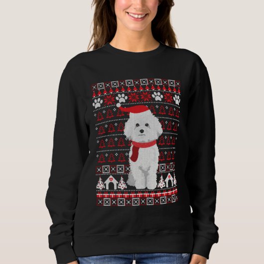 Bichon Frise Ugly Christmas Sweater Holiday Dog Sweatshirt (Vorderseite)