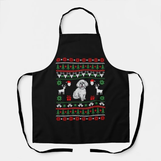 Bichon Frise Ugly Christmas Sweater Schürze (Vorderseite)