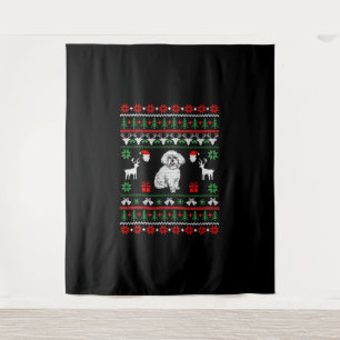 Bichon Frise Ugly Christmas Sweater Wandteppich