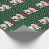Bichon Frise und Green Holiday Karierte Weihnachte Geschenkpapier (Ecke)
