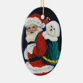 Bichon Frise und Sankt-Kunst-Weihnachtsverzierung Keramik Ornament (Rechts)