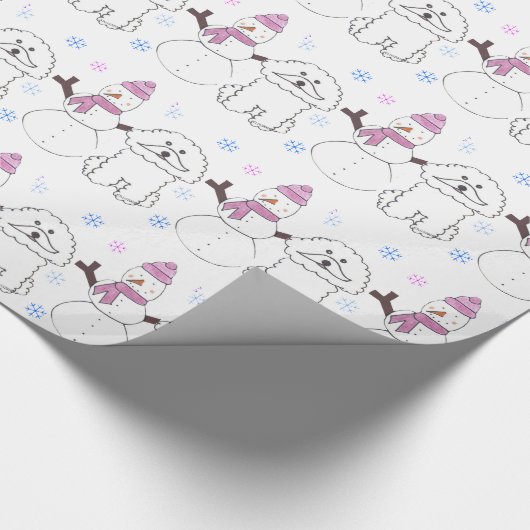 Bichon Frise und Schneemann Geschenkpapier (Ecke)