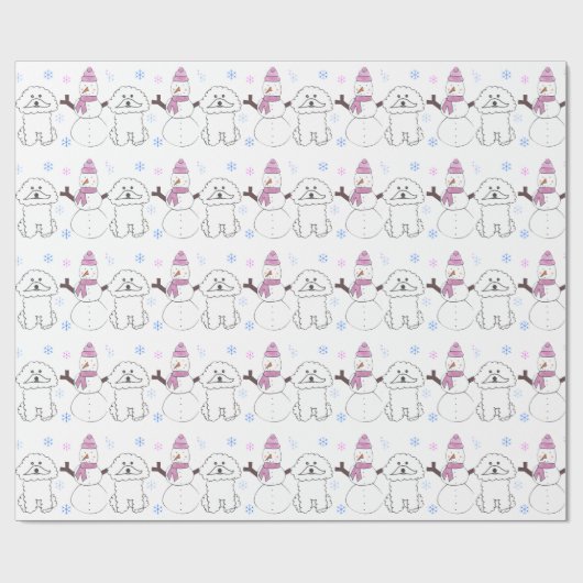 Bichon Frise und Schneemann Geschenkpapier (Flach)