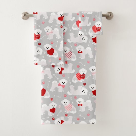 Bichon Frise Valentine Pattern Badetuch Set (Insitu)
