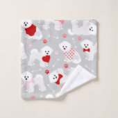 Bichon Frise Valentine Pattern Badetuch Set (Waschlappen)