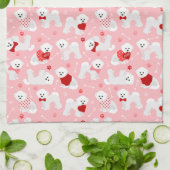 Bichon Frise Valentine Pattern Geschirrtuch (Gefaltet)