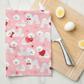 Bichon Frise Valentine Pattern Geschirrtuch (Viertel Falte)