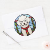 Bichon Frise verkettetes Glass Weihnachten Runder Aufkleber (Umschlag)