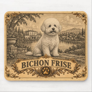 Bichon Frise, Vintage-Hundertrasse Mousepad