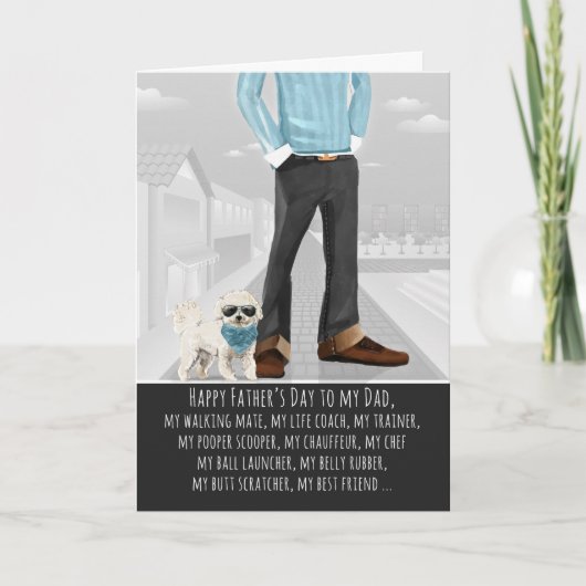 Bichon Frise vom Tag des Hundes-Vaters Karte (Vorderseite)