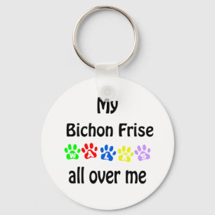 Bichon Frise Walks Design Schlüsselanhänger