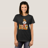 Bichon Frise Wearing Hat With Coffee Cups Fall Pum T-Shirt (Vorne ganz)