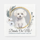 Bichon Frise Wedding Napkins mit Hunden Foto Serviette (Vorderseite)