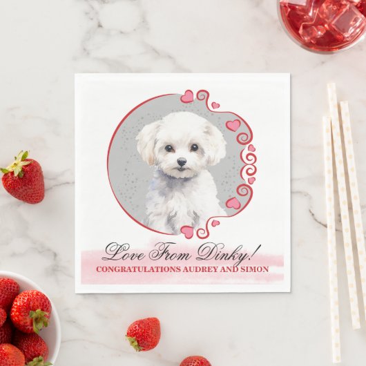 Bichon Frise Wedding Napkins mit Hunden Foto Serviette (Beispiel)