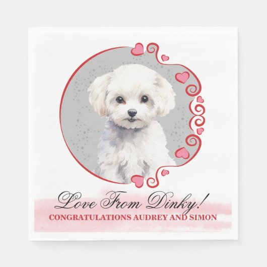 Bichon Frise Wedding Napkins mit Hunden Foto Serviette (Vorderseite)