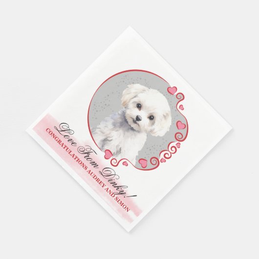 Bichon Frise Wedding Napkins mit Hunden Foto Serviette (Ecke)