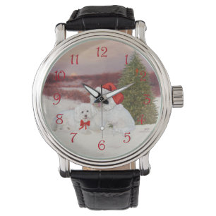 Bichon Frise Weihnachten Armbanduhr