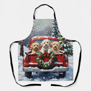 Bichon Frise Weihnachten Roter LKW Urlaub Schürze
