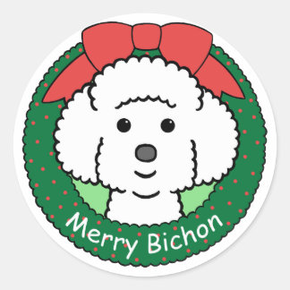 Bichon Frise Weihnachten Runder Aufkleber