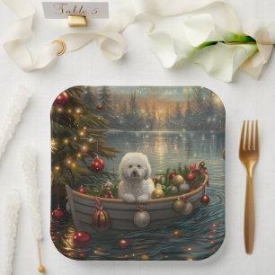Bichon Frise Weihnachtliche Reise Pappteller
