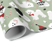 Bichon Frise Weihnachts-Grünbuch Geschenkpapier (Rolleneckpunkt)