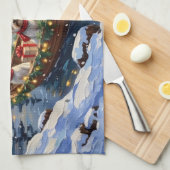 Bichon Frise Weihnachtsboot Urlaub Geschirrtuch (Viertel Falte)