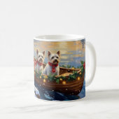 Bichon Frise Weihnachtsboot Urlaub Kaffeetasse (VorderseiteRechts)