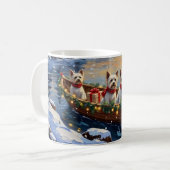 Bichon Frise Weihnachtsboot Urlaub Kaffeetasse (Vorderseite Links)