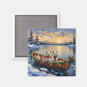 Bichon Frise Weihnachtsboot Urlaub Magnet