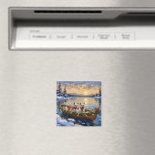 Bichon Frise Weihnachtsboot Urlaub Magnet (In Situ (Geschirrspüler))