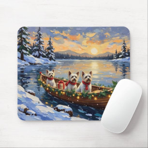 Bichon Frise Weihnachtsboot Urlaub Mousepad