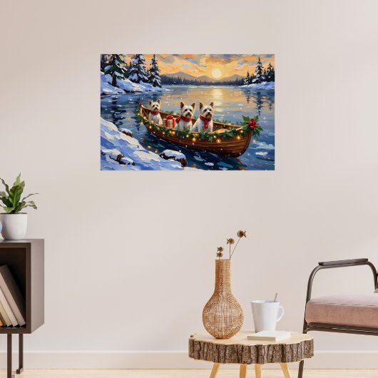 Bichon Frise Weihnachtsboot Urlaub Poster (Wohnzimmer 3)