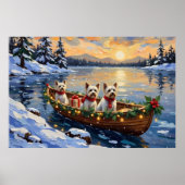 Bichon Frise Weihnachtsboot Urlaub Poster (Vorne)