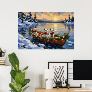 Bichon Frise Weihnachtsboot Urlaub Poster