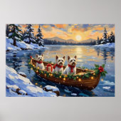 Bichon Frise Weihnachtsboot Urlaub Poster (Vorne)