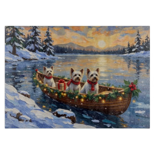 Bichon Frise Weihnachtsboot Urlaub Schneidebrett