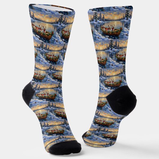 Bichon Frise Weihnachtsboot Urlaub Socken (Gewinkelt)