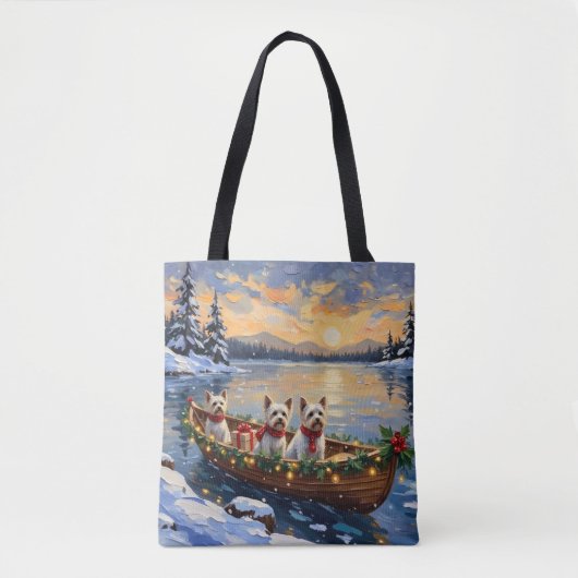 Bichon Frise Weihnachtsboot Urlaub Tasche (Vorderseite)