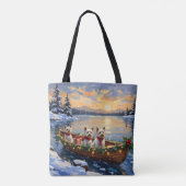 Bichon Frise Weihnachtsboot Urlaub Tasche (Rückseite)