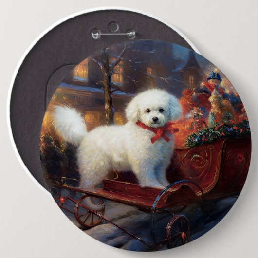 Bichon Frise Weihnachtsfeier Button (Vorne & Hinten)
