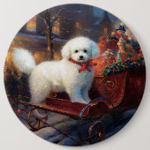 Bichon Frise Weihnachtsfeier Button (Vorderseite)
